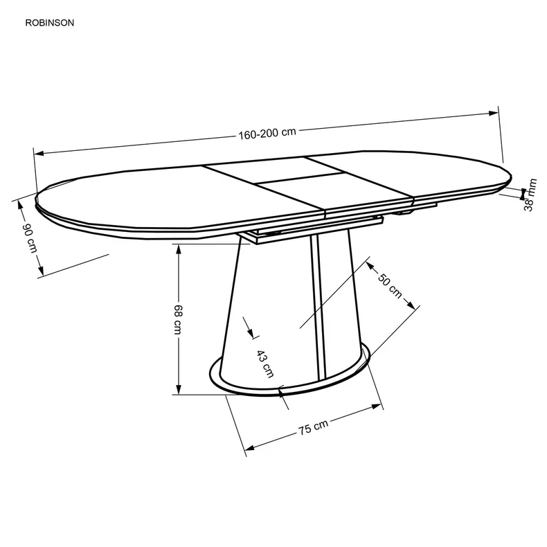 Раскладной стол HALMAR ROBINSON 160-200х90 см, бежевый мрамор / капучино / черный фото №21