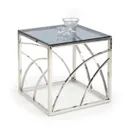 Журнальный столик стеклянный HALMAR UNIVERSE, 55x55 см, каркас - серебро, стекло - дымчатое фото thumb №3