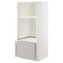 IKEA METOD МЕТОД, высокий шкаф с ящиком д / духовки / СВЧ, белый / светло-серый, 60x60x140 см 392.746.21 фото