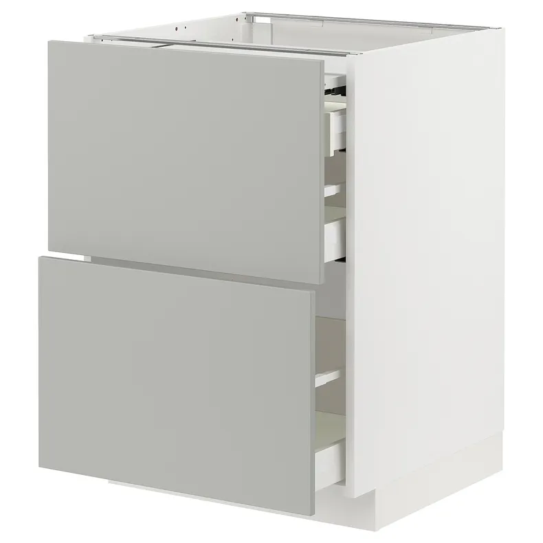 IKEA METOD МЕТОД / MAXIMERA МАКСИМЕРА, напольный шкаф с выдвиж панелью / 3ящ, белый / светло-серый, 60x60 см 695.380.36 фото №1