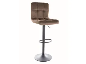 Барний стілець / хокер оксамитовий SIGNAL C105 Velvet, Bluvel 40 - темно-бежевий / матовий чорний фото