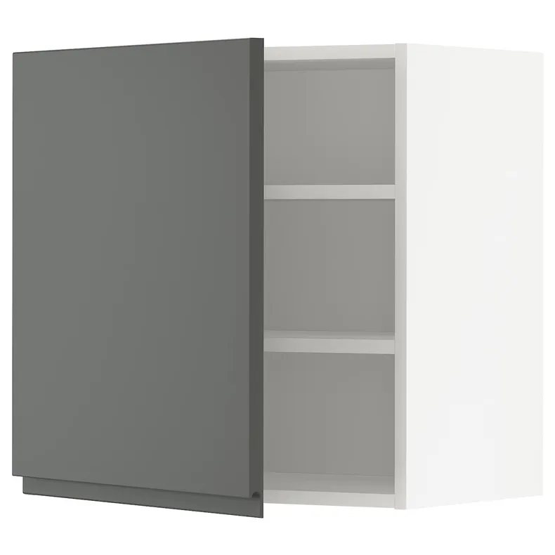 IKEA METOD МЕТОД, шафа навісна із полицями, білий / Voxtorp темно-сірий, 60x60 см 294.628.87 фото №1