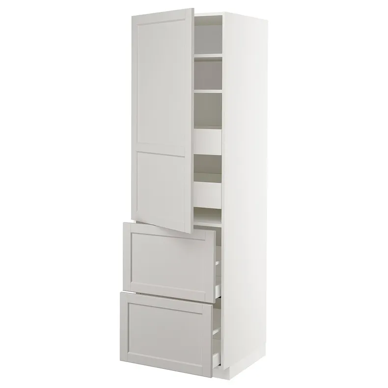 IKEA METOD МЕТОД / MAXIMERA МАКСИМЕРА, высокий шкаф+полки / 4ящ / двр / 2фасада, белый / светло-серый, 60x60x200 см 993.867.91 фото №1