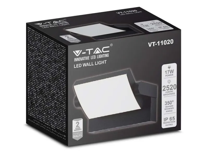 BRW Вуличний настінний світильник VT-11020 LED 3000K 21см алюміній чорний 093608 фото №7