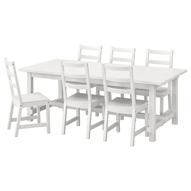 IKEA NORDVIKEN НОРДВИКЕН / NORDVIKEN НОРДВИКЕН, стол и 6 стульев, белый / белый, 210 / 289x105 см 293.047.65 фото №1