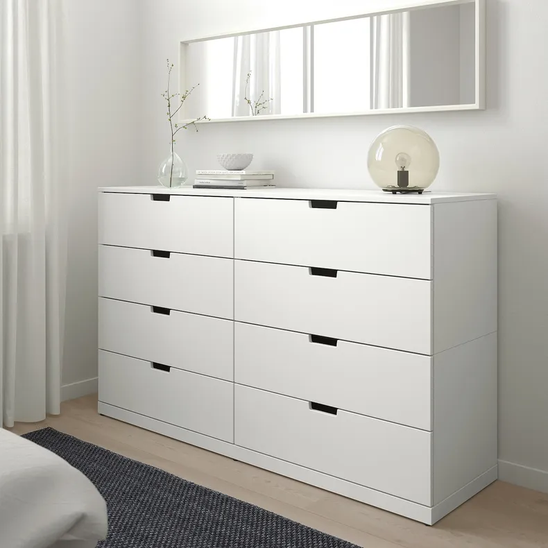 IKEA NORDLI НОРДЛІ, комод із 8 шухлядами, білий, 160x99 см 292.395.05 фото №2