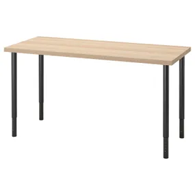 IKEA LAGKAPTEN ЛАГКАПТЕН / OLOV ОЛОВ, письменный стол, дуб, окрашенный в белый / черный цвет, 140x60 см 894.172.60 фото