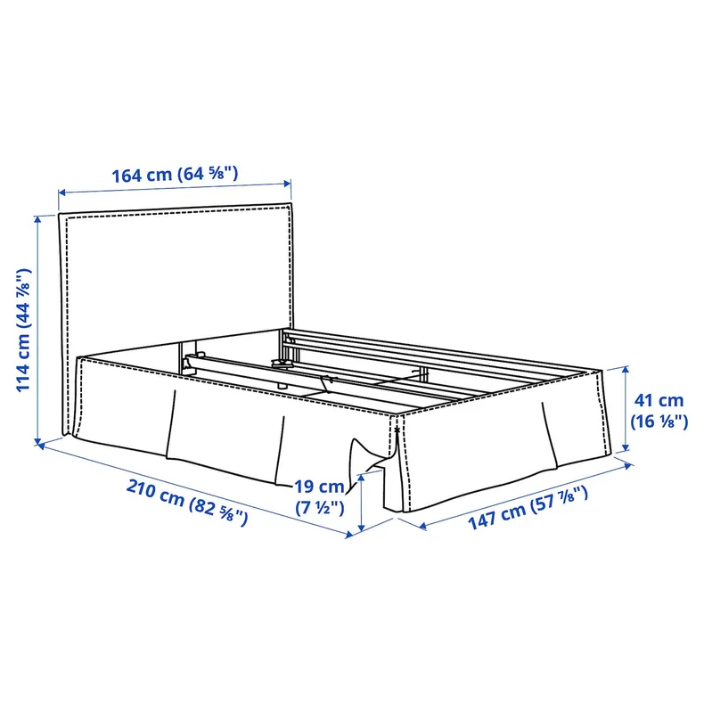 IKEA TÄRNKULLEN, чехол для рамы кровати, Виссл бежевый, 140x200 см 805.846.73 фото №7