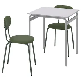 IKEA GRÅSALA ГРОСАЛА / ÖSTANÖ ЭСТАНЁ, стол и 2 стула, серый / Реммарн темно-зеленый, 67 см 695.514.19 фото