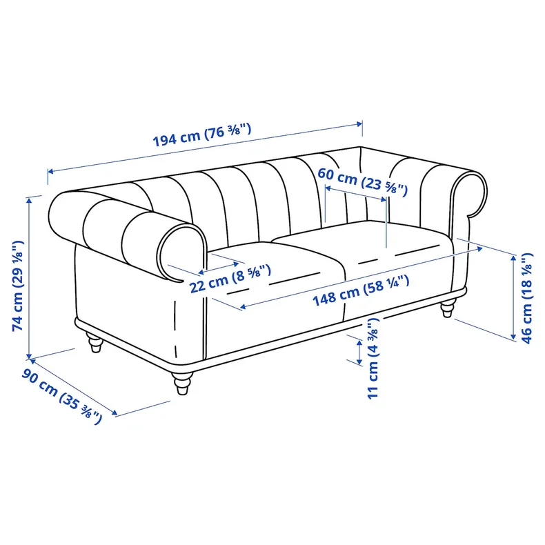 IKEA VISKAFORS ВІСКАФОРС, 2-місний диван, ЛЕЙДЕ антрацит / береза 394.432.09 фото №8