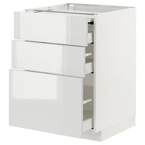 IKEA METOD МЕТОД / MAXIMERA МАКСИМЕРА, напольный шкаф с выдвиж панелью / 3ящ, белый / светло-серый, 60x60 см 894.334.96 фото