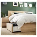 IKEA MALM МАЛЬМ, каркас кровати+2 кроватных ящика, дубовый шпон, беленый, 160x200 см 491.304.77 фото thumb №4