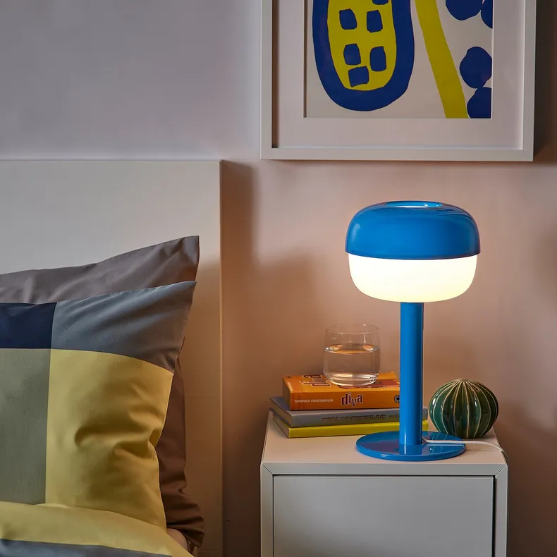 IKEA BLÅSVERK БЛОСВЕРК, лампа настольная, голубой, 36 см 605.012.59 фото №2