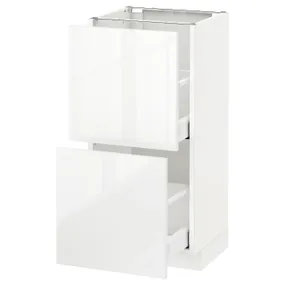 IKEA METOD МЕТОД / MAXIMERA МАКСІМЕРА, підлогова шафа з 2 шухлядами, білий / РІНГХУЛЬТ білий, 40x37 см 290.514.14 фото