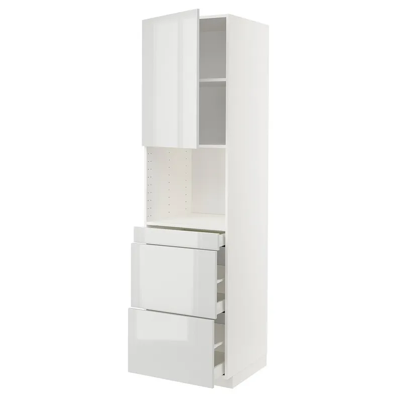 IKEA METOD МЕТОД / MAXIMERA МАКСИМЕРА, высокий шкаф д / СВЧ / дверца / 3ящика, белый / светло-серый, 60x60x220 см 194.549.96 фото №1