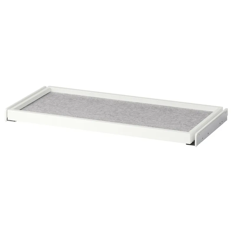 IKEA KOMPLEMENT КОМПЛЕМЕНТ, Висувний лоток з килимком, білий / світло-сірий, 75x35 см 395.549.71 фото №1