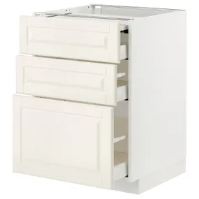 IKEA METOD МЕТОД / MAXIMERA МАКСИМЕРА, напольный шкаф с выдвиж панелью / 3ящ, белый / бодбинские сливки, 60x60 см 494.334.36 фото