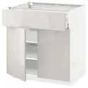 IKEA METOD МЕТОД / MAXIMERA МАКСІМЕРА, підлогова шафа, шухляда / 2 дверцят, білий / Ringhult світло-сірий, 80x60 см 994.672.59 фото thumb №1
