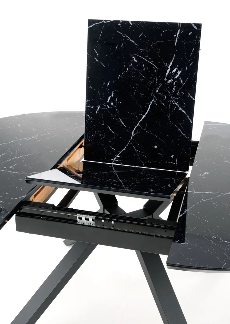 Стол складной HALMAR VERTIGO 130-180x130 см, столешница - черный мрамор, ножки - черные фото №11
