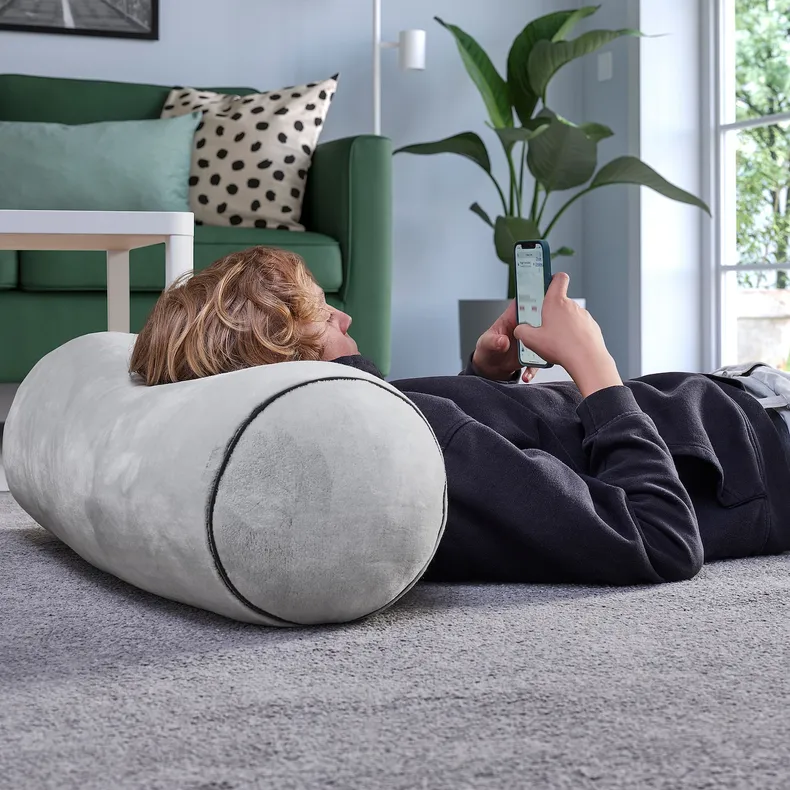 IKEA BLÅSKATA БЛОСКАТА, подушка, у формі циліндра/світло-сірий, 80 см 505.695.13 фото №2
