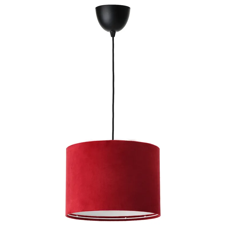 IKEA SUNNEBY СУННЕБЮ / MOLNSKIKT МОЛНСКИКТ, подвесной светильник, черный/темно-красный бархат, 33 см 895.613.04 фото №1