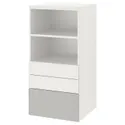 IKEA SMÅSTAD СМОСТАД / PLATSA ПЛАТСА, книжкова шафа, біло-сірий з 3 шухлядами, 60x57x123 см 093.878.13 фото thumb №1