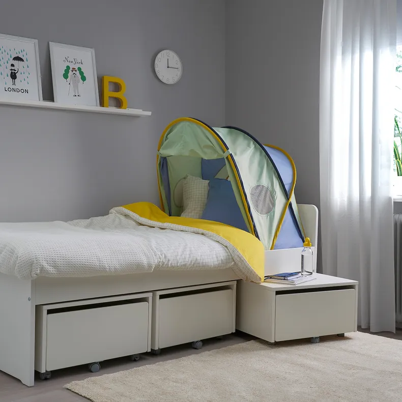 IKEA ELDFLUGA ЕЛЬДФЛУГА, завіса для ліжка, синій/зелений, 70/80/90 105.421.15 фото №4