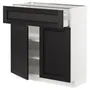 IKEA METOD МЕТОД / MAXIMERA МАКСИМЕРА, напольный шкаф с ящиком / 2дверцами, белый / Лерхиттан с черными пятнами, 80x37 см 894.626.48 фото
