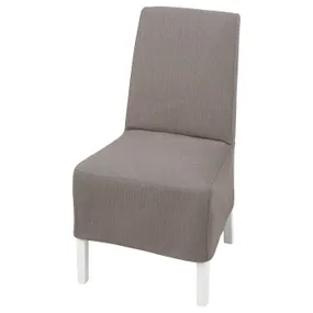 IKEA BERGMUND БЕРГМУНД, стул с чехлом средней длины, белый / нольгага серый / бежевый 393.900.03 фото