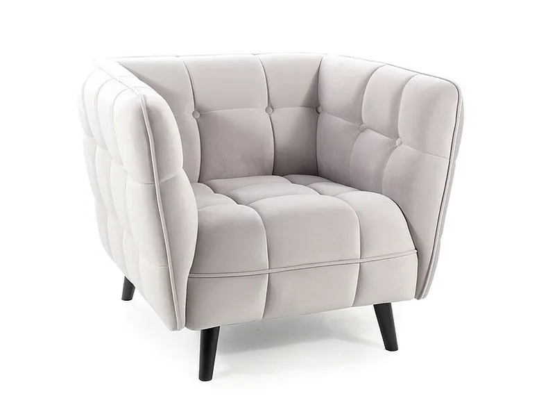 Мягкое кресло бархатное SIGNAL CASTELLO Velvet 1, Bluvel 03 - светло-серый фото №1
