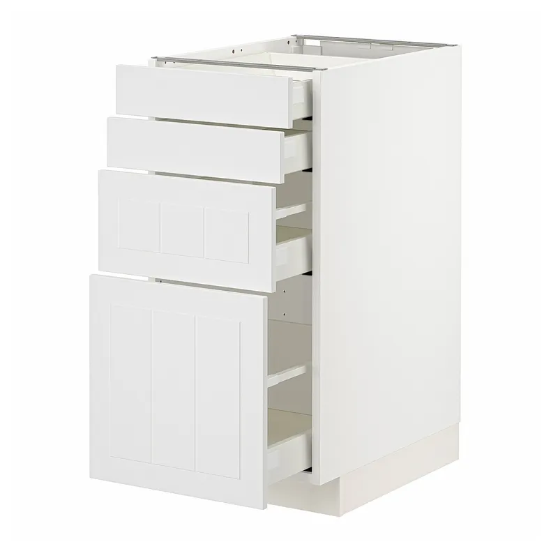 IKEA METOD МЕТОД / MAXIMERA МАКСИМЕРА, напольный шкаф 4 фасада / 4 ящика, белый / Стенсунд белый, 40x60 см 394.095.02 фото №1