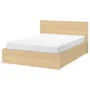 IKEA MALM МАЛЬМ, кровать с подъемным механизмом, Шпон дуба, окрашенный в белый цвет, 140x200 см 004.126.85 фото