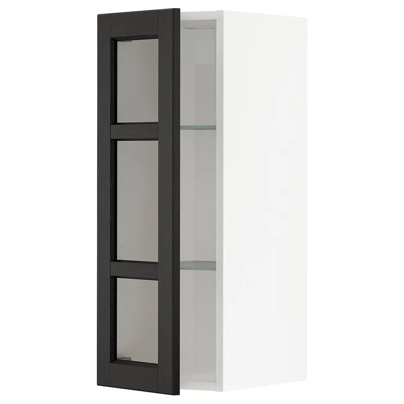 IKEA METOD МЕТОД, навесной шкаф / полки / стеклян дверца, черный / Лерхиттан с черными пятнами, 30x80 см 494.670.87 фото №1