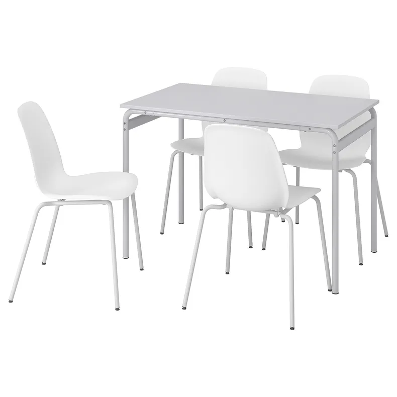 IKEA GRÅSALA ГРОСАЛА / LIDÅS ЛІДОС, стіл+4 стільці, сірий / білий білий, 110 см 494.972.73 фото №1