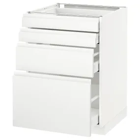 IKEA METOD МЕТОД / MAXIMERA МАКСИМЕРА, напольн шкаф 4 фронт панели / 4 ящика, белый / Воксторп матовый белый, 60x60 см 491.128.07 фото