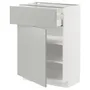 IKEA METOD МЕТОД / MAXIMERA МАКСІМЕРА, підлогова шафа з шухлядами та дверц, білий / Хавсторп світло-сірий, 60x37 см 095.387.32 фото