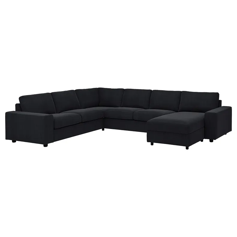 IKEA VIMLE ВІМЛЕ, чохол для кутового дивана, 5-місний, з шезлонгом з широкими підлокітниками / Saxemara чорно-синій 694.242.71 фото №2