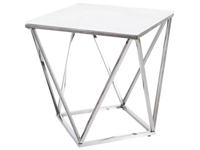 Журнальний столик SIGNAL SILVER B II, білий / сталь, 50x50 фото №6