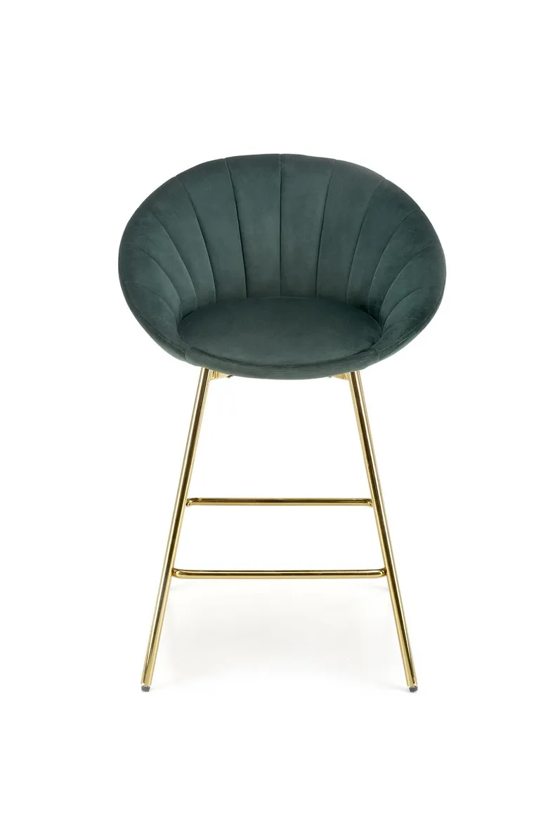 Барний стілець оксамитовий HALMAR H112 темно-зелений, золотий фото №5