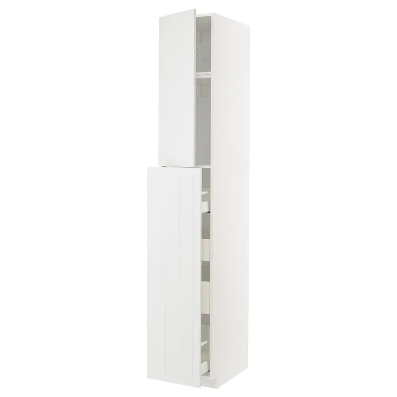 IKEA METOD МЕТОД / MAXIMERA МАКСІМЕРА, висока шафа / висувна секція / 1дв / 4шх, білий / стенсундський білий, 40x60x240 см 494.551.26 фото №1