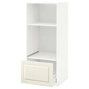 IKEA METOD МЕТОД / MAXIMERA МАКСИМЕРА, высокий шкаф с ящиком д / духовки / СВЧ, белый / бодбинские сливки, 60x60x140 см 299.255.62 фото
