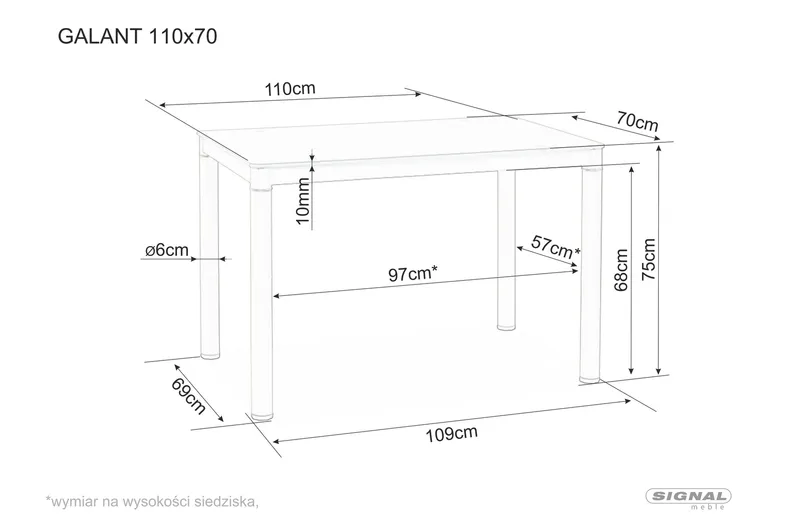 Кухонный Столик SIGNAL GALANT, черный, 60x100 фото №4