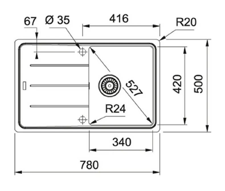 BRW BFG611, Мийка на 1 чашу горіх FRA-ZLW-BFG611-ORZECH фото №2