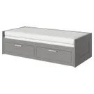 IKEA BRIMNES, Шезлонг с 2 выдвижными ящиками, 2 матраса, серый/Офьель твердый, 80x200 см 095.900.13 фото