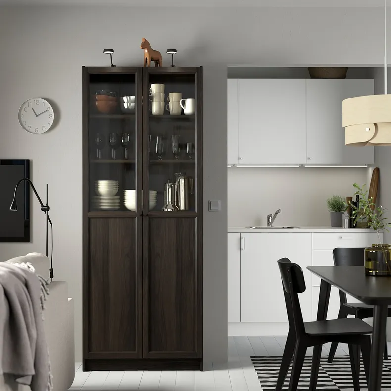 IKEA OXBERG ОКСБЕРГ, панельн / стеклян дверца, темно-коричневая имитация дуб, 40x192 см 404.929.01 фото №4