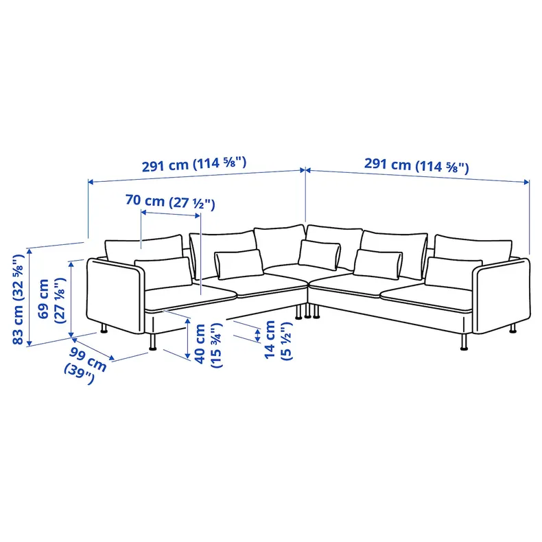 IKEA SÖDERHAMN СЕДЕРХАМН, кутовий диван, 6-місний, Тонеруд сірий фото №8