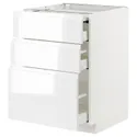 IKEA METOD МЕТОД / MAXIMERA МАКСИМЕРА, напольный шкаф с выдвиж панелью / 3ящ, белый / Воксторп глянцевый / белый, 60x60 см 394.333.66 фото thumb №1