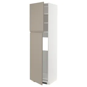 IKEA METOD МЕТОД, висока шафа для холодильника, 2 дв, білий / Upplöv матовий темно-бежевий, 60x60x220 см 994.925.55 фото