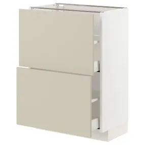 IKEA METOD МЕТОД / MAXIMERA МАКСИМЕРА, напольный шкаф с 2 ящиками, белый / гавсторпский бежевый, 60x37 см 294.267.24 фото