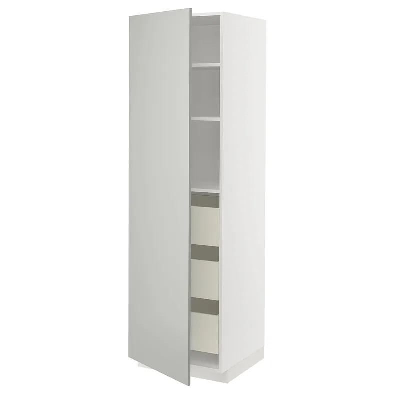 IKEA METOD МЕТОД / MAXIMERA МАКСИМЕРА, высокий шкаф с ящиками, белый / светло-серый, 60x60x200 см 495.385.51 фото №1